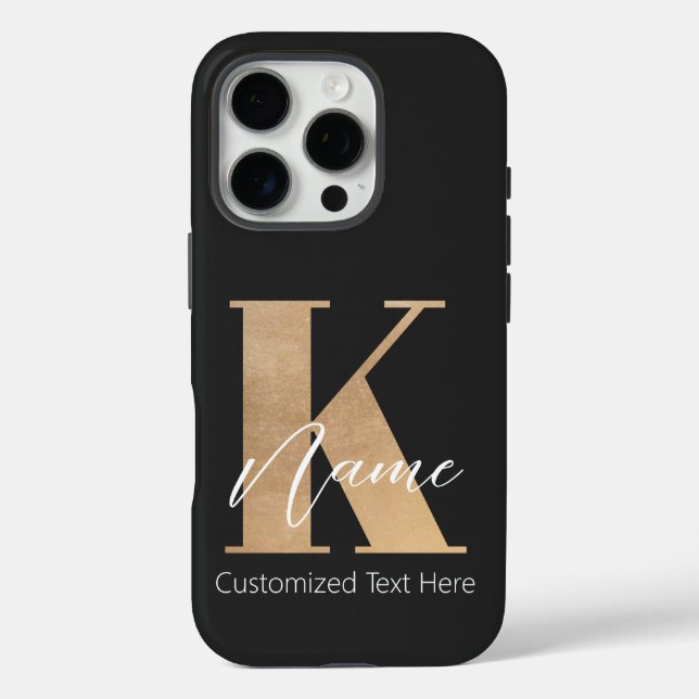 Modern Monogrammed Initial K & Name Personalized Case-Mate iPhone Case (Back)