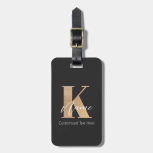 Modern Monogrammed Initial K & Name Personalized Luggage Tag