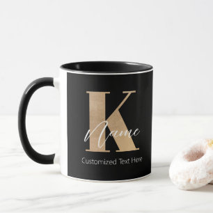Modern Monogrammed Initial K & Name Personalized Mug