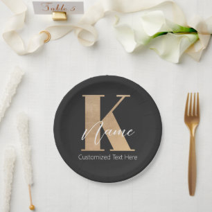Modern Monogrammed Initial K & Name Personalized Paper Plates