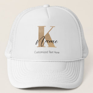 Modern Monogrammed Initial K & Name Personalized Trucker Hat