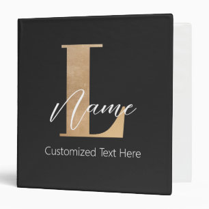 Modern Monogrammed Initial L & Name Personalized 3 Ring Binder