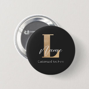 Modern Monogrammed Initial L & Name Personalized Button