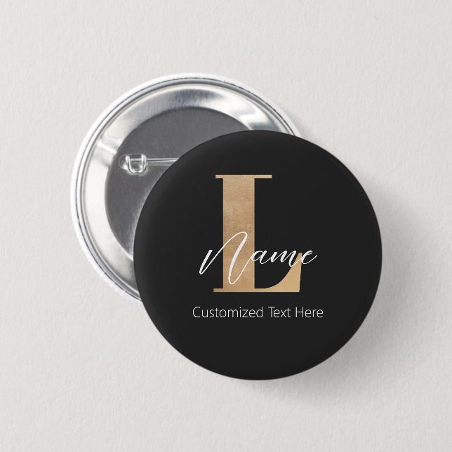 Modern Monogrammed Initial L & Name Personalized Button (Front & Back)
