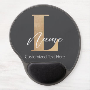 Modern Monogrammed Initial L & Name Personalized Gel Mouse Pad