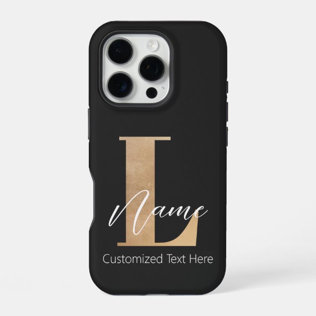 Modern Monogrammed Initial L & Name Personalized Iphone Case (Back)