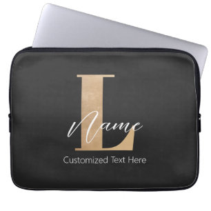 Modern Monogrammed Initial L & Name Personalized Laptop Sleeve