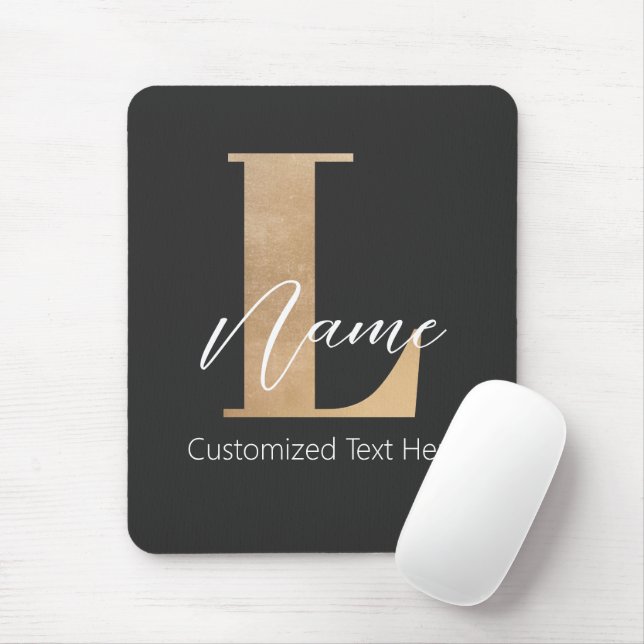 Modern Monogrammed Initial L & Name Personalized Mouse Pad (With Mouse)