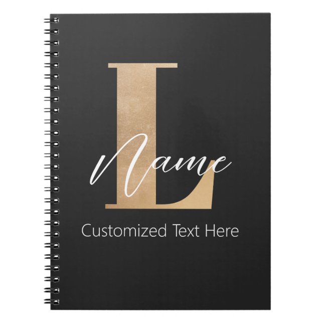 Modern Monogrammed Initial L & Name Personalized Notebook (Front)