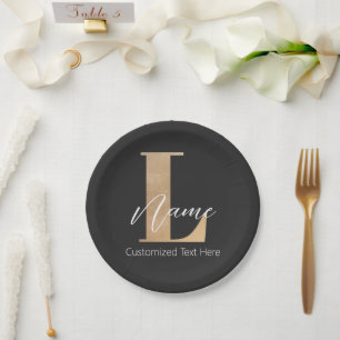 Modern Monogrammed Initial L & Name Personalized Paper Plates