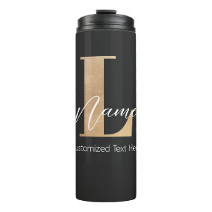 Modern Monogrammed Initial L & Name Personalized Thermal Tumbler