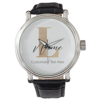 Modern Monogrammed Initial L & Name Personalized Watch
