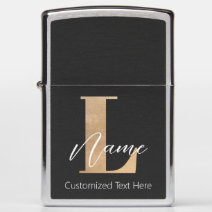 Modern Monogrammed Initial L & Name Personalized Zippo Lighter