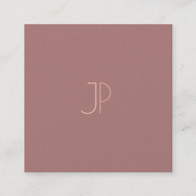 Modern Monogrammed Initial Letter Elegant Luxury Square Business Card (Front)