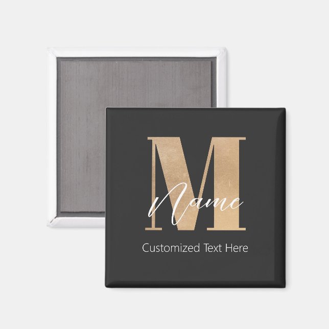 Modern Monogrammed Initial M & Name Personal Magnet (Front/Back)