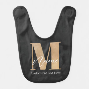 Modern Monogrammed Initial M & Name Personalized Baby Bib