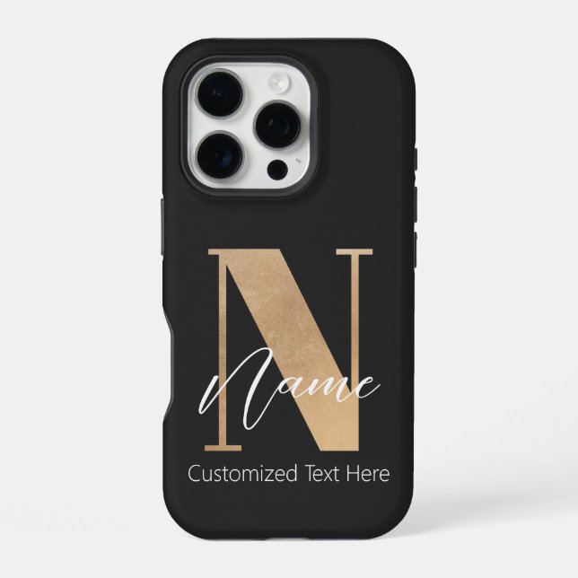 Modern Monogrammed Initial N & Name Personalized Iphone Case (Back)