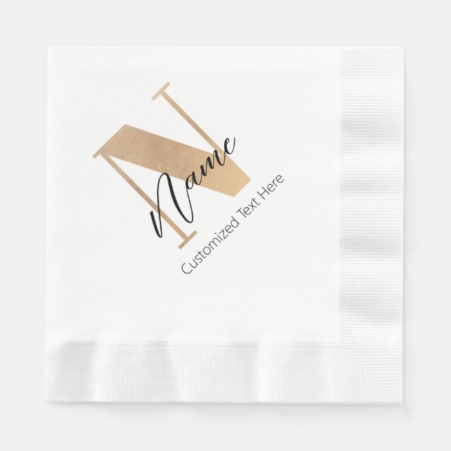 Modern Monogrammed Initial N & Name Personalized Napkins (Front)