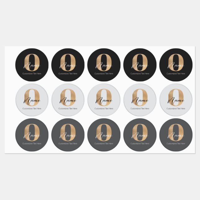 Modern Monogrammed Initial O & Name Personalized Labels (Sheet)