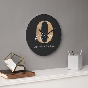 Modern Monogrammed Initial O & Name Personalized Large Clock