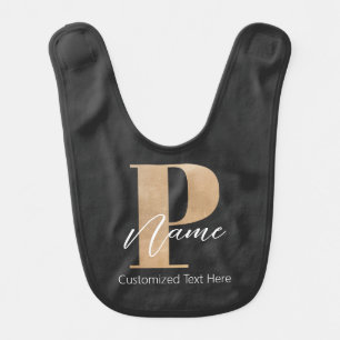 Modern Monogrammed Initial P & Name Personalized Baby Bib