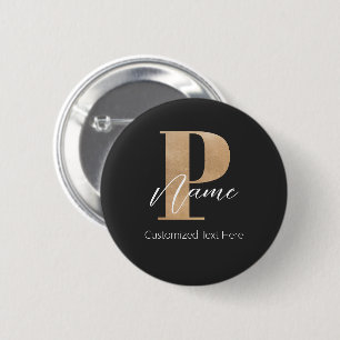 Modern Monogrammed Initial P & Name Personalized Button