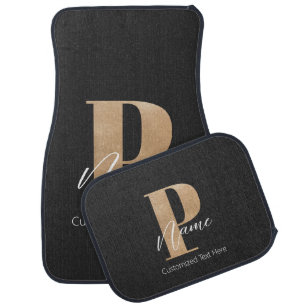 Modern Monogrammed Initial P & Name Personalized Car Floor Mat