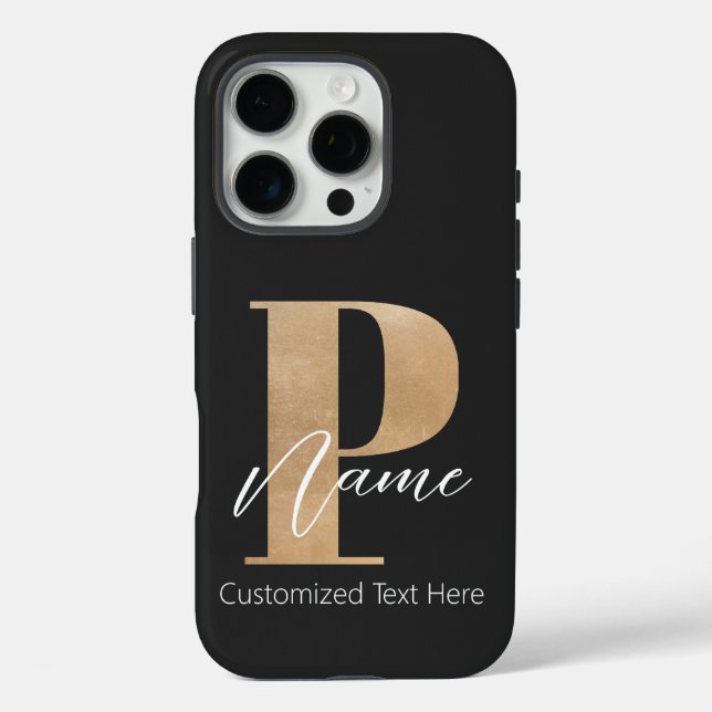 Modern Monogrammed Initial P & Name Personalized Case-Mate iPhone Case (Back)