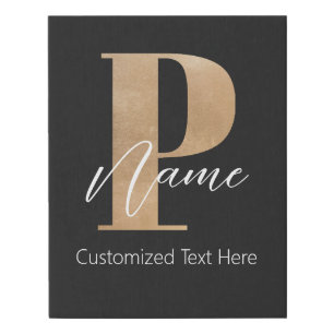 Modern Monogrammed Initial P & Name Personalized Faux Canvas Print