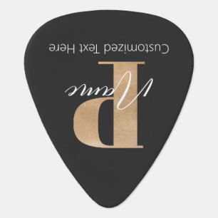 Modern Monogrammed Initial P & Name Personalized Guitar Pick