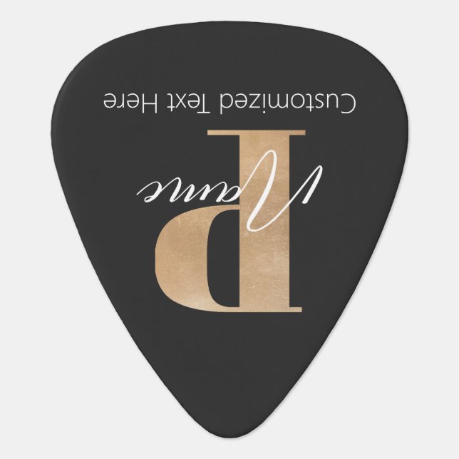 Modern Monogrammed Initial P & Name Personalized Guitar Pick (Front)