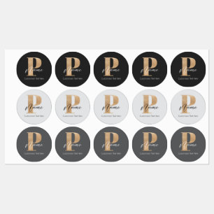 Modern Monogrammed Initial P & Name Personalized Labels