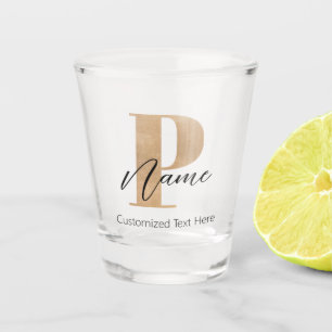 Modern Monogrammed Initial P & Name Personalized Shot Glass