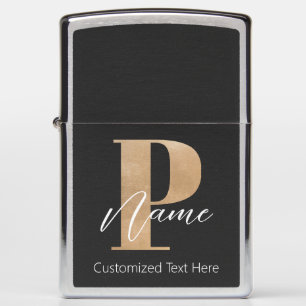 Modern Monogrammed Initial P & Name Personalized Zippo Lighter