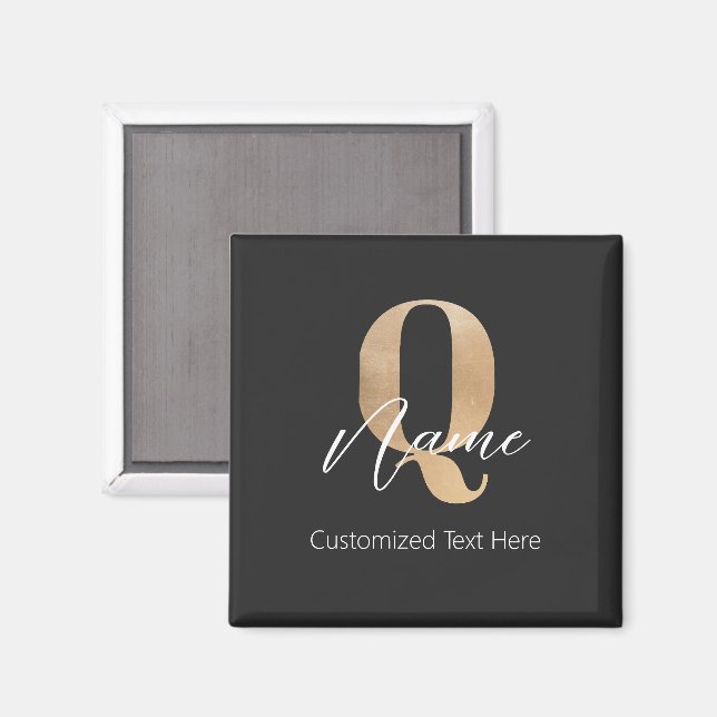 Modern Monogrammed Initial Q & Name Personal Magnet (Front/Back)