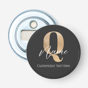 Modern Monogrammed Initial Q & Name Personalized Bottle Opener