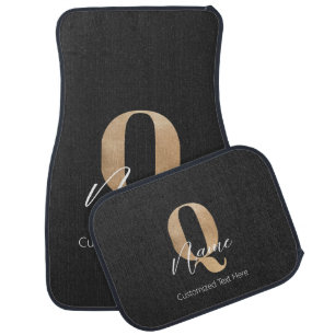 Modern Monogrammed Initial Q & Name Personalized Car Floor Mat