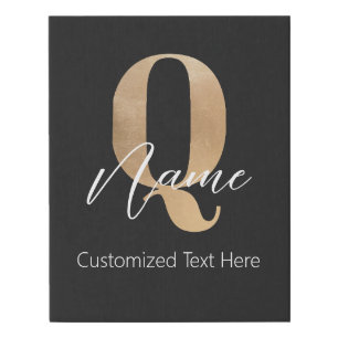 Modern Monogrammed Initial Q & Name Personalized Faux Canvas Print