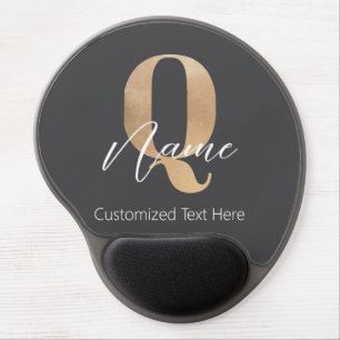 Modern Monogrammed Initial Q & Name Personalized Gel Mouse Pad