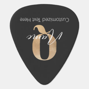 Modern Monogrammed Initial Q & Name Personalized Guitar Pick