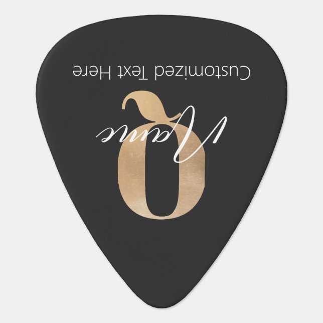Modern Monogrammed Initial Q & Name Personalized Guitar Pick (Front)