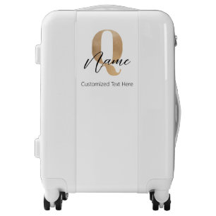 Modern Monogrammed Initial Q & Name Personalized Luggage