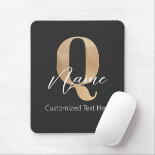 Modern Monogrammed Initial Q & Name Personalized Mouse Pad