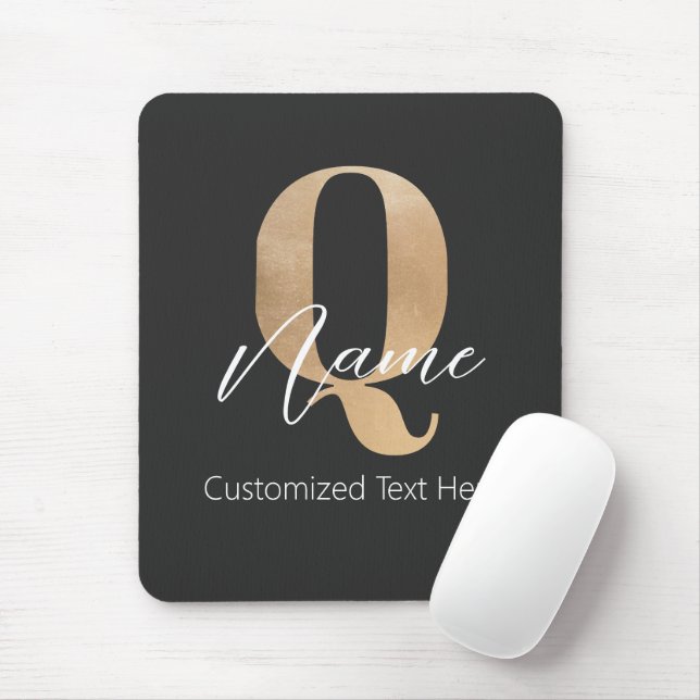 Modern Monogrammed Initial Q & Name Personalized Mouse Pad (With Mouse)
