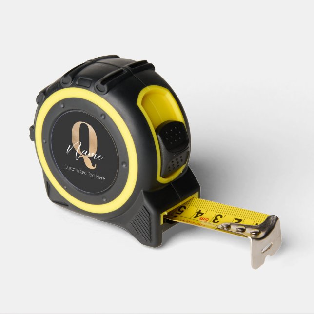 Modern Monogrammed Initial Q & Name Personalized Tape Measure (Angle)