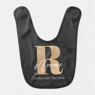 Modern Monogrammed Initial R & Name Personalized Baby Bib