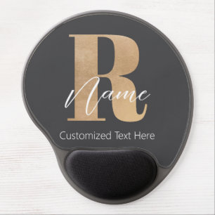 Modern Monogrammed Initial R & Name Personalized Gel Mouse Pad