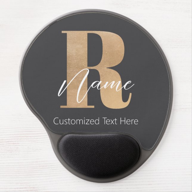 Modern Monogrammed Initial R & Name Personalized Gel Mouse Pad (Front)