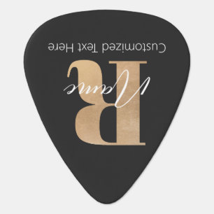 Modern Monogrammed Initial R & Name Personalized Guitar Pick