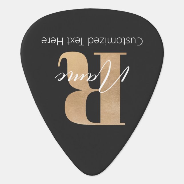 Modern Monogrammed Initial R & Name Personalized Guitar Pick (Front)